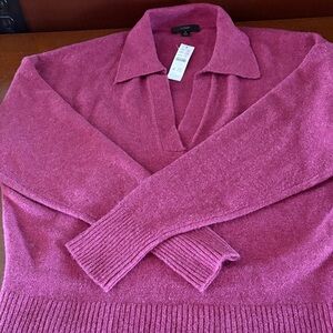 J. Crew Deep Pink V-Neck Sweater